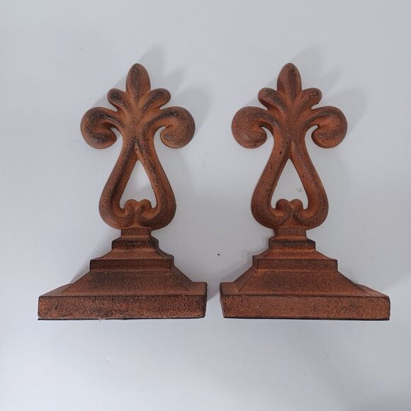 Southern Living At Home Other - Southern Living At Home FLEUR DE LIS Finial Bookends Door Stop Cast Iron Rust 2